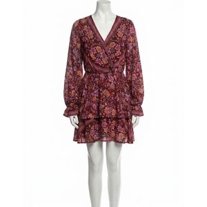 NEW UMGEE floral border print layered dress in red